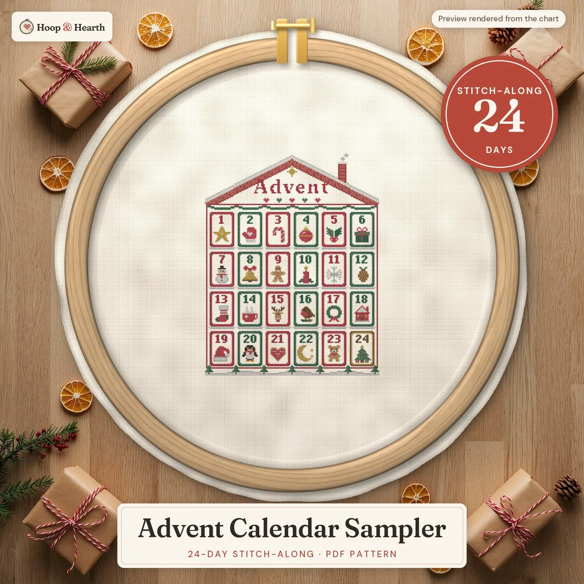 Advent Calendar Cross Stitch Sampler – cover image