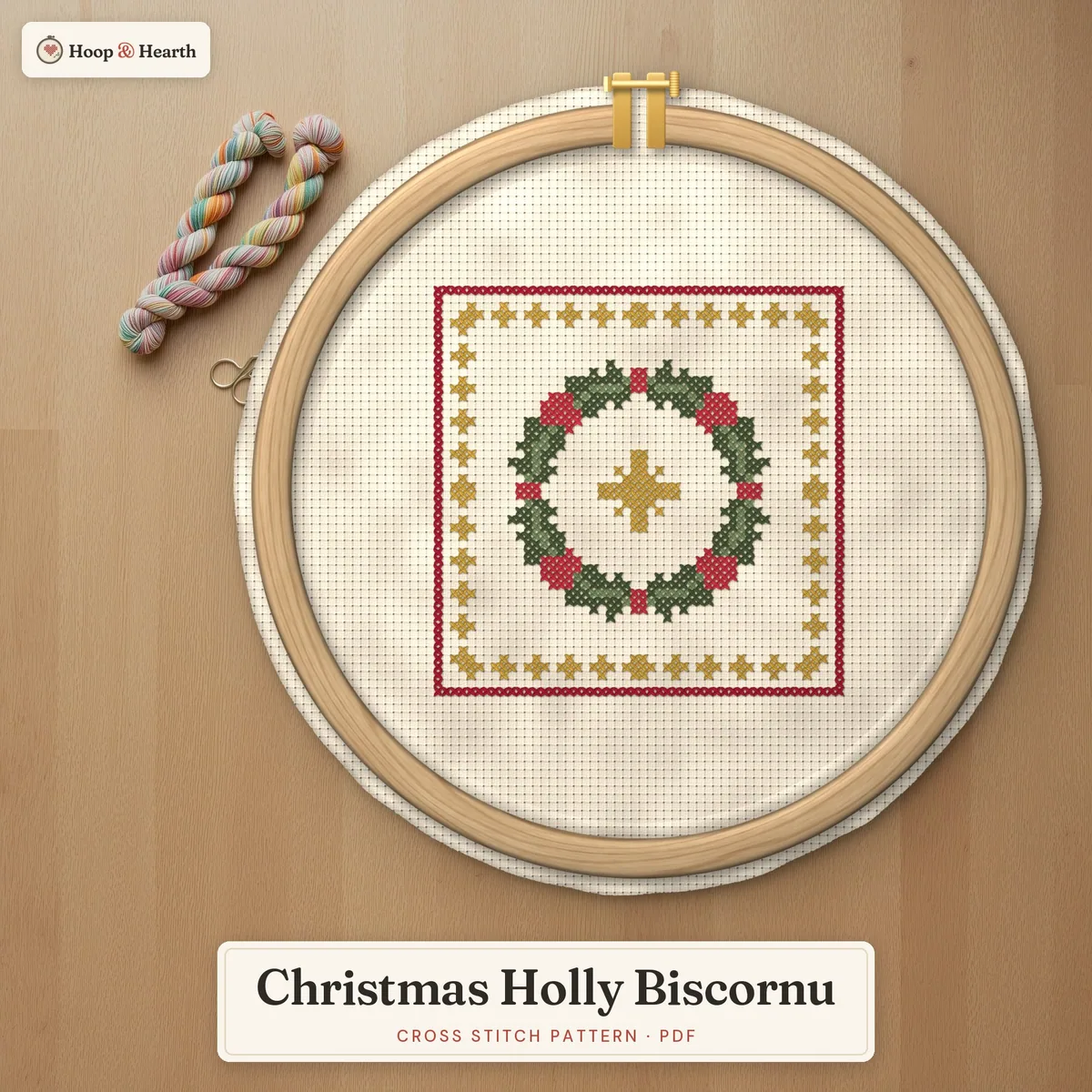 Christmas Holly Biscornu – cover image