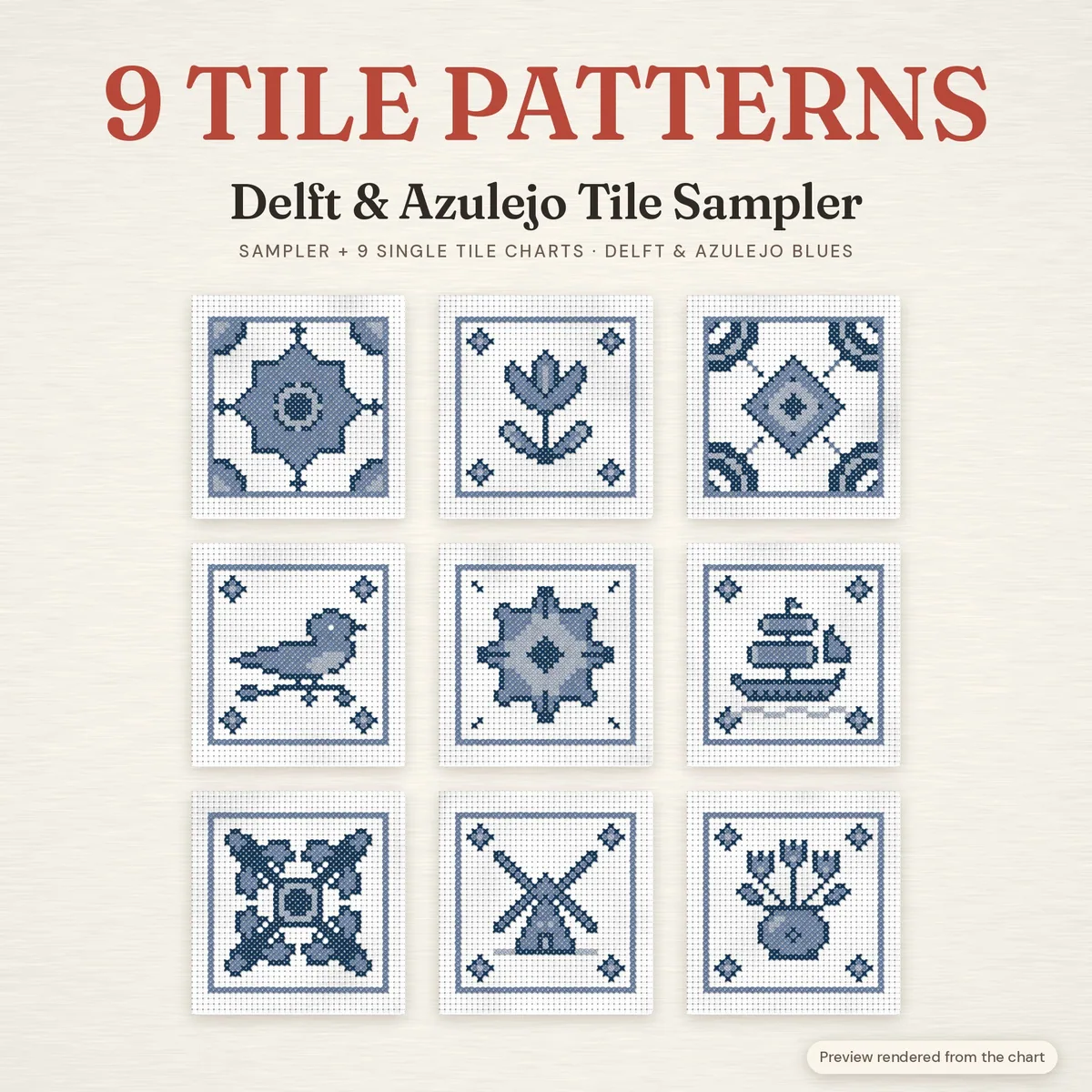 Delft Tile Cross Stitch Sampler – cover image