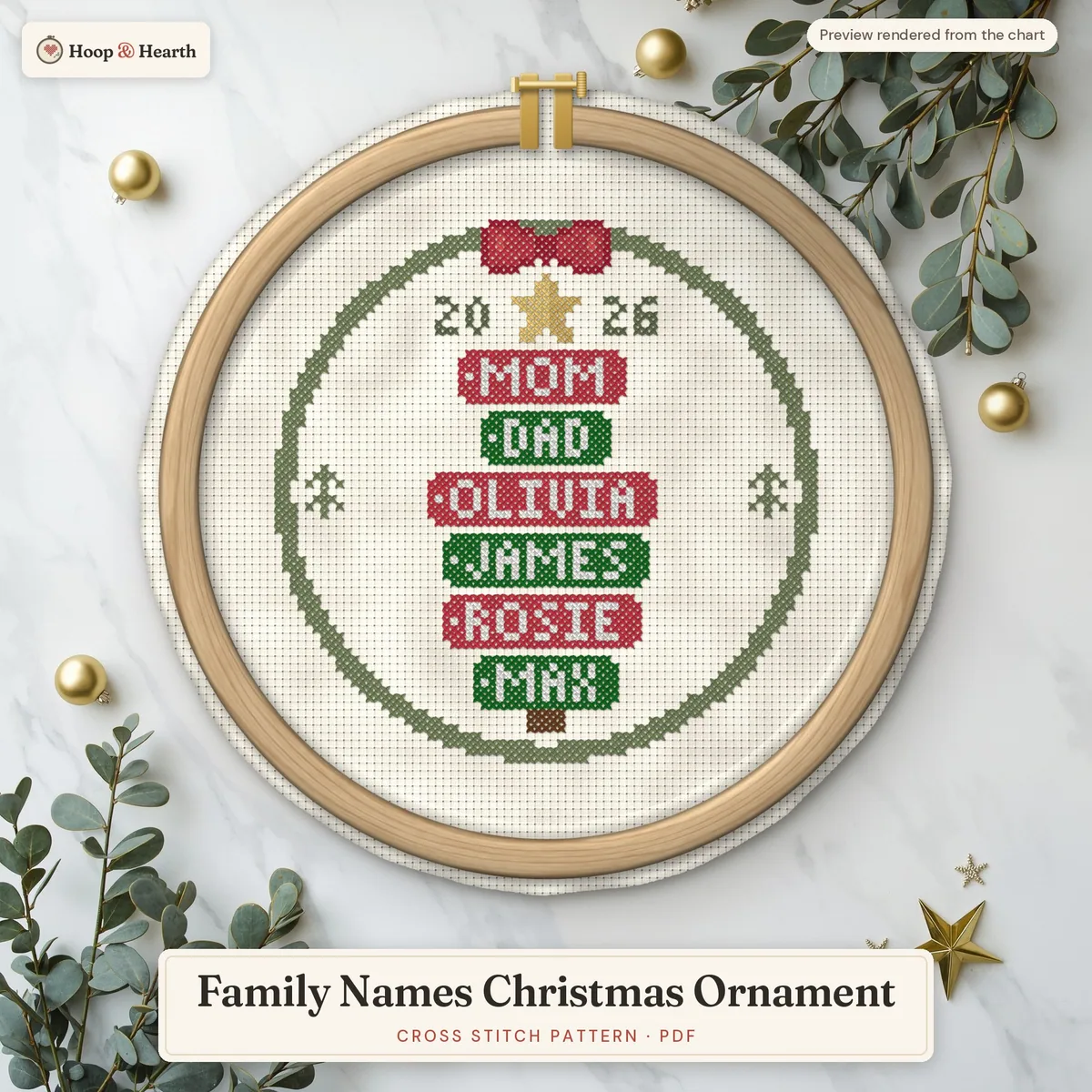 Personalized Family Names Christmas Ornament – cover image