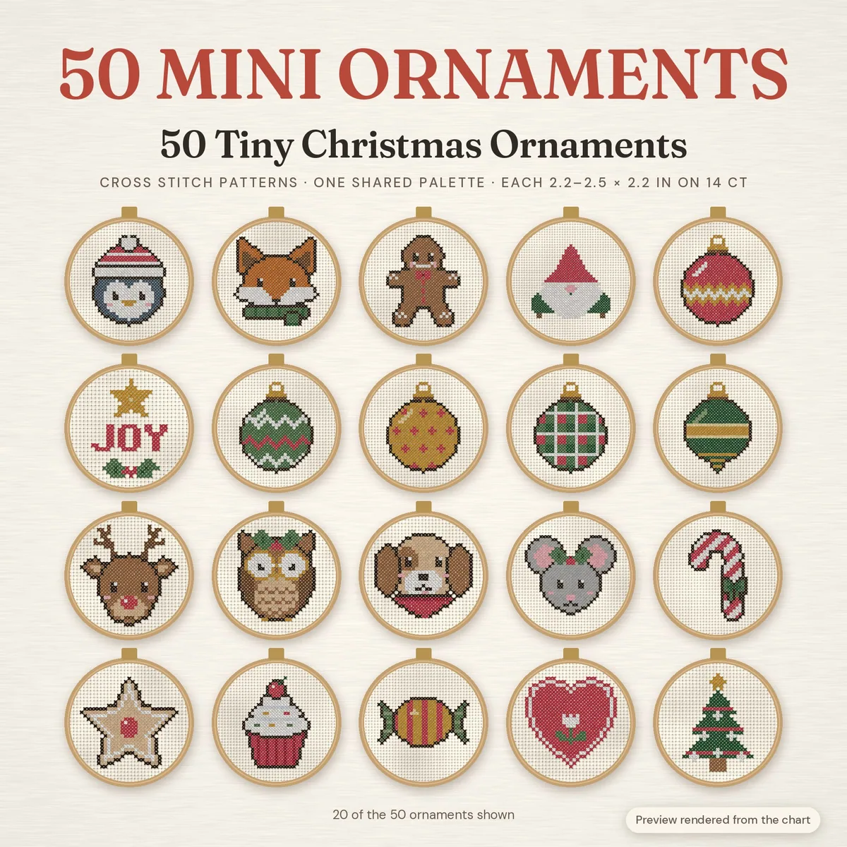 50 Mini Christmas Ornament Patterns – cover image