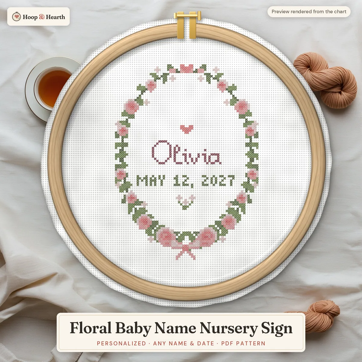 Floral Baby Name Sign 5x7 – cover image