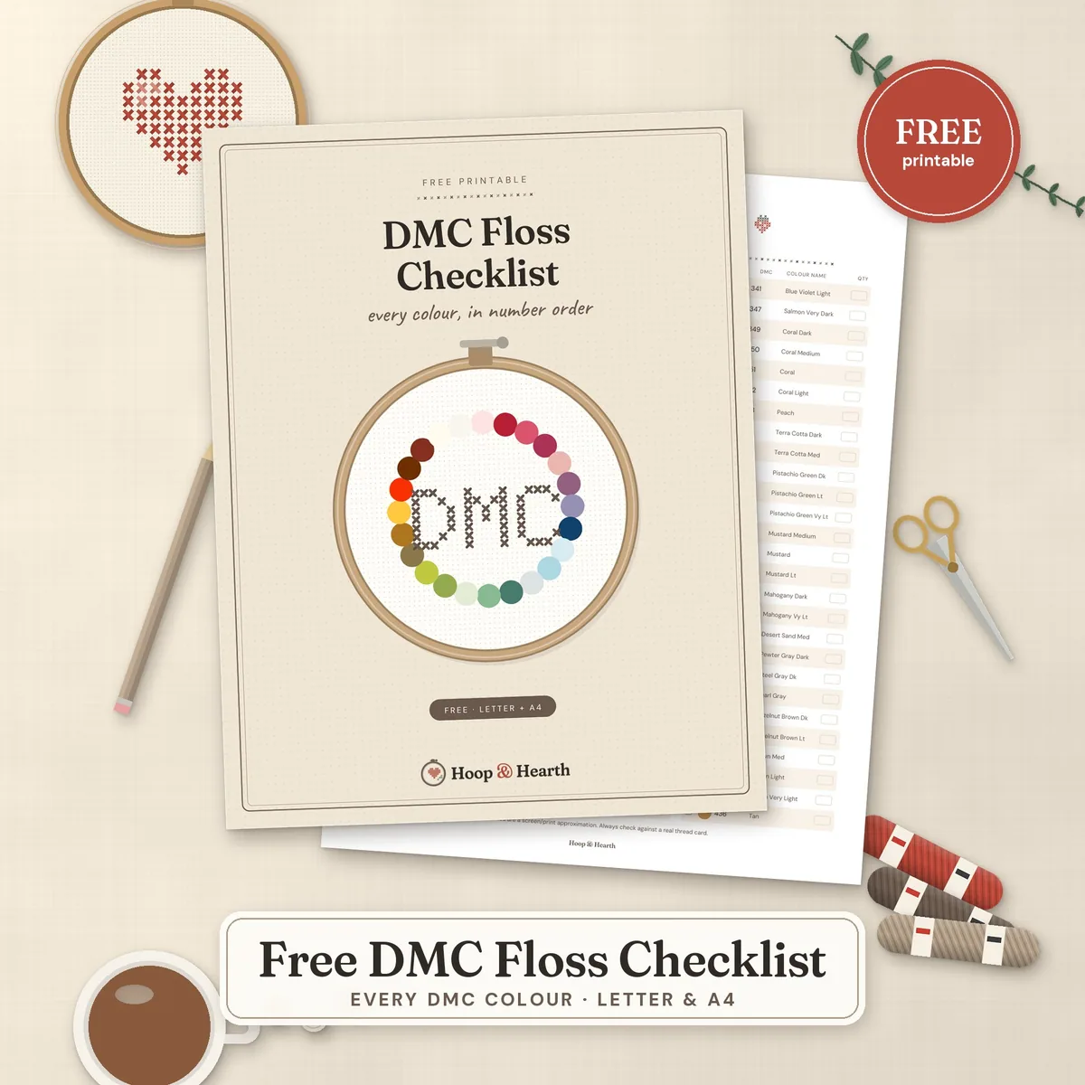 Free Printable DMC Floss Checklist (All Colors, Number Order) – cover image