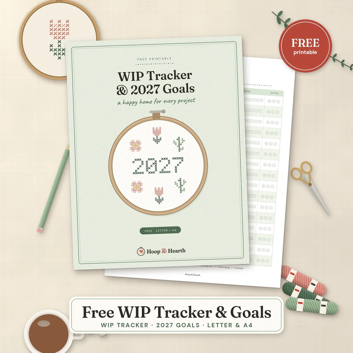 Free WIP Tracker & 2027 Stitching Goals Printable – cover image