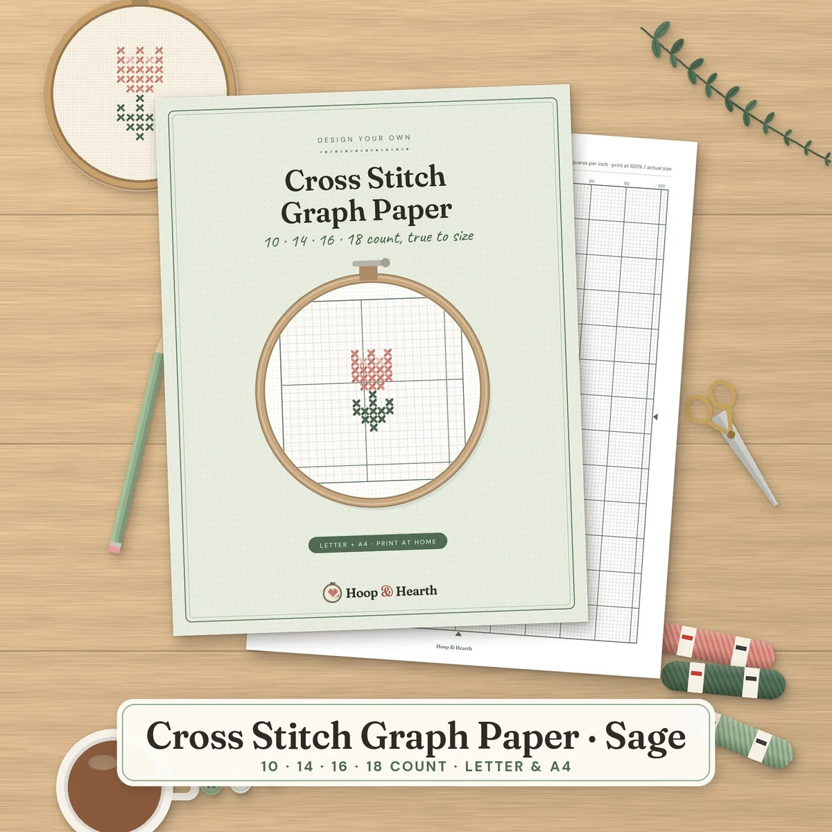 Cross Stitch Graph Paper Pack – Sage – cover image