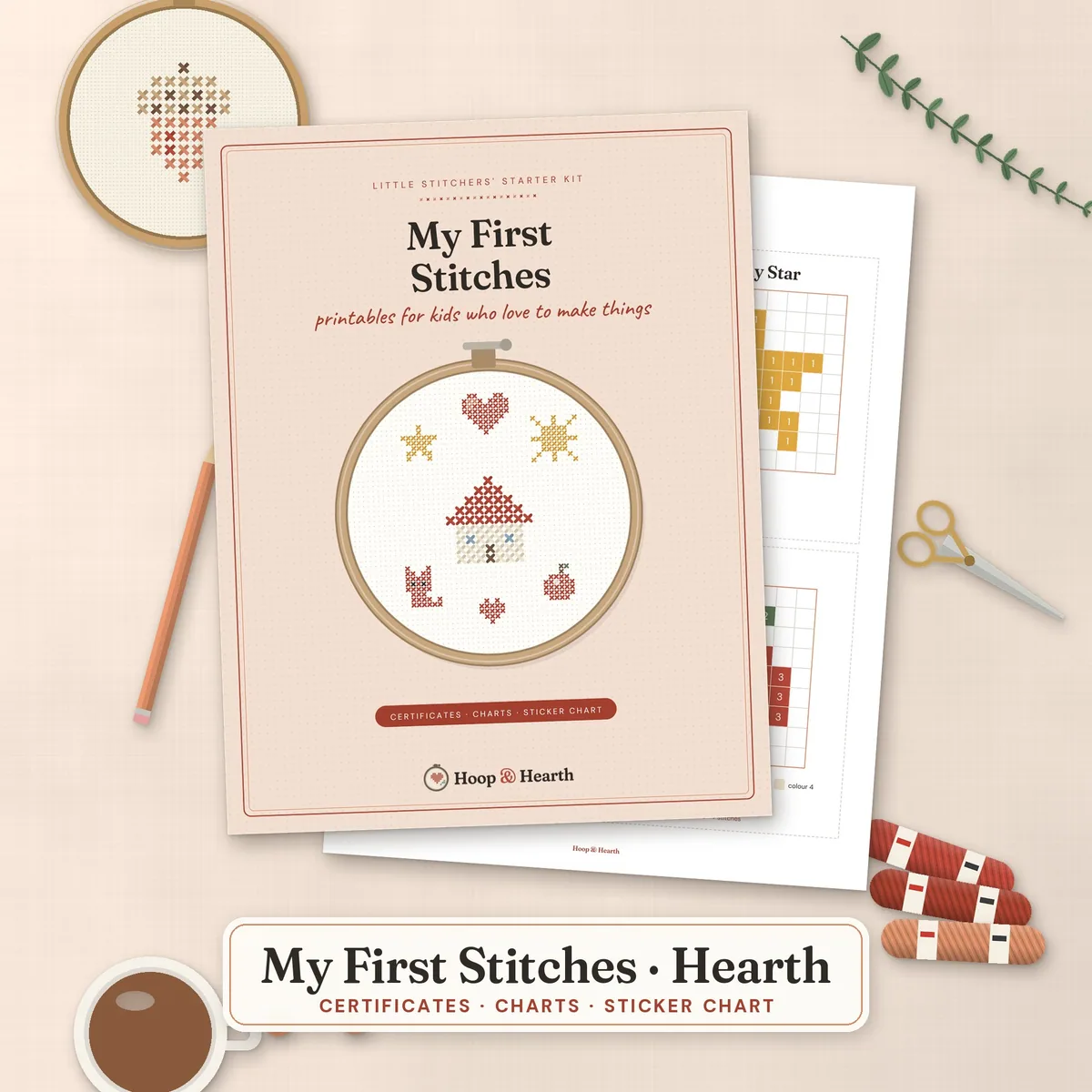 My First Stitches: Kids' Cross Stitch Starter Printables – Hearth – cover image