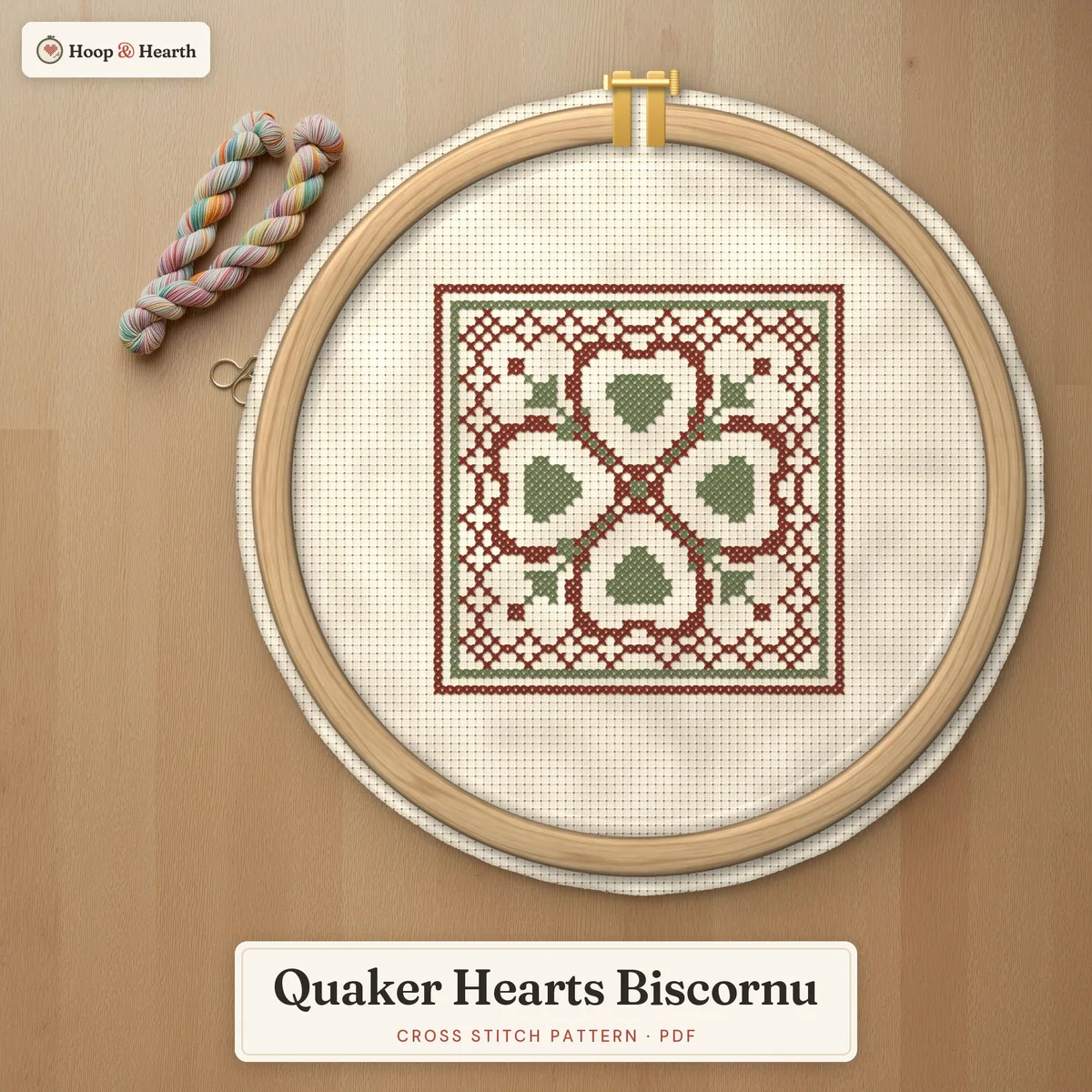 Quaker Hearts Biscornu – cover image
