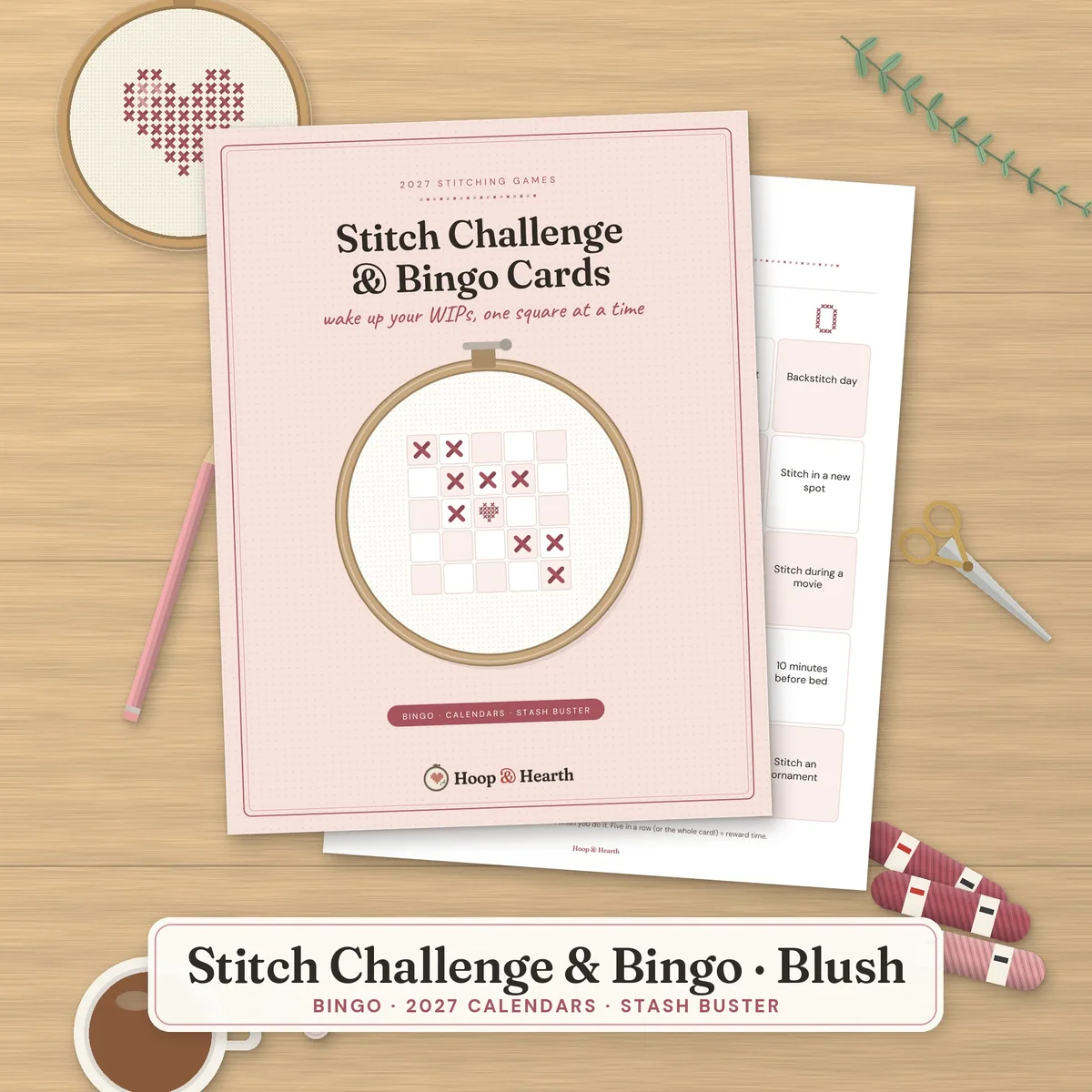 2027 Stitch Challenge & WIP Bingo Cards – Blush – cover image