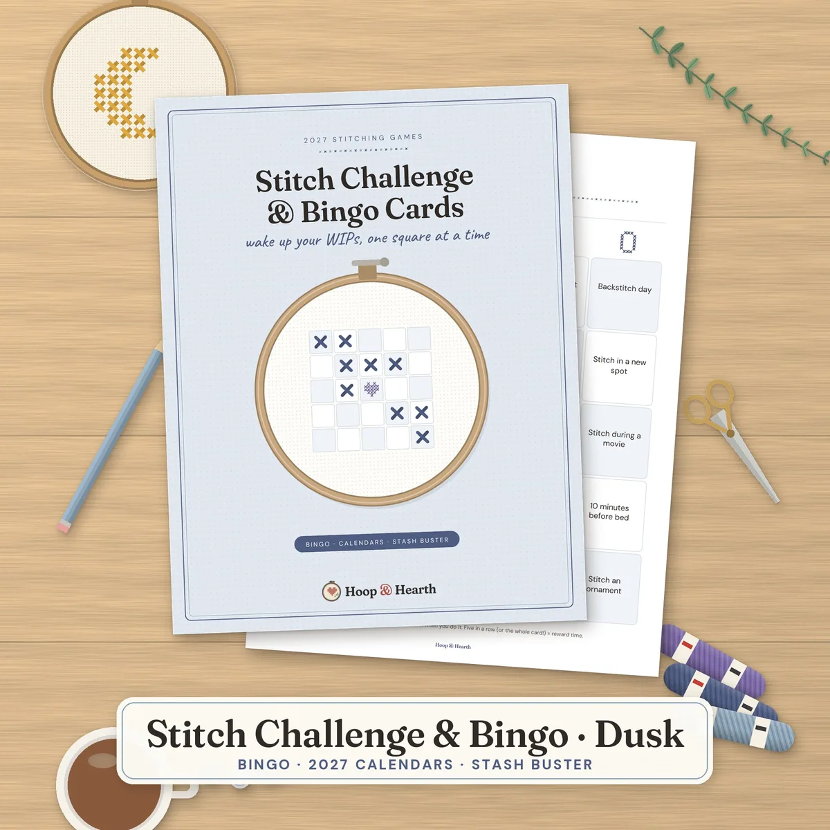 2027 Stitch Challenge & WIP Bingo Cards – Dusk – cover image