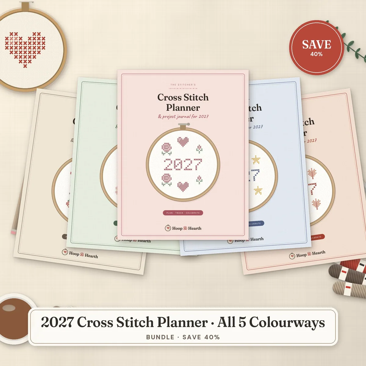 2027 Cross Stitch Planner & Journal – All 5 Colorways Bundle – cover image