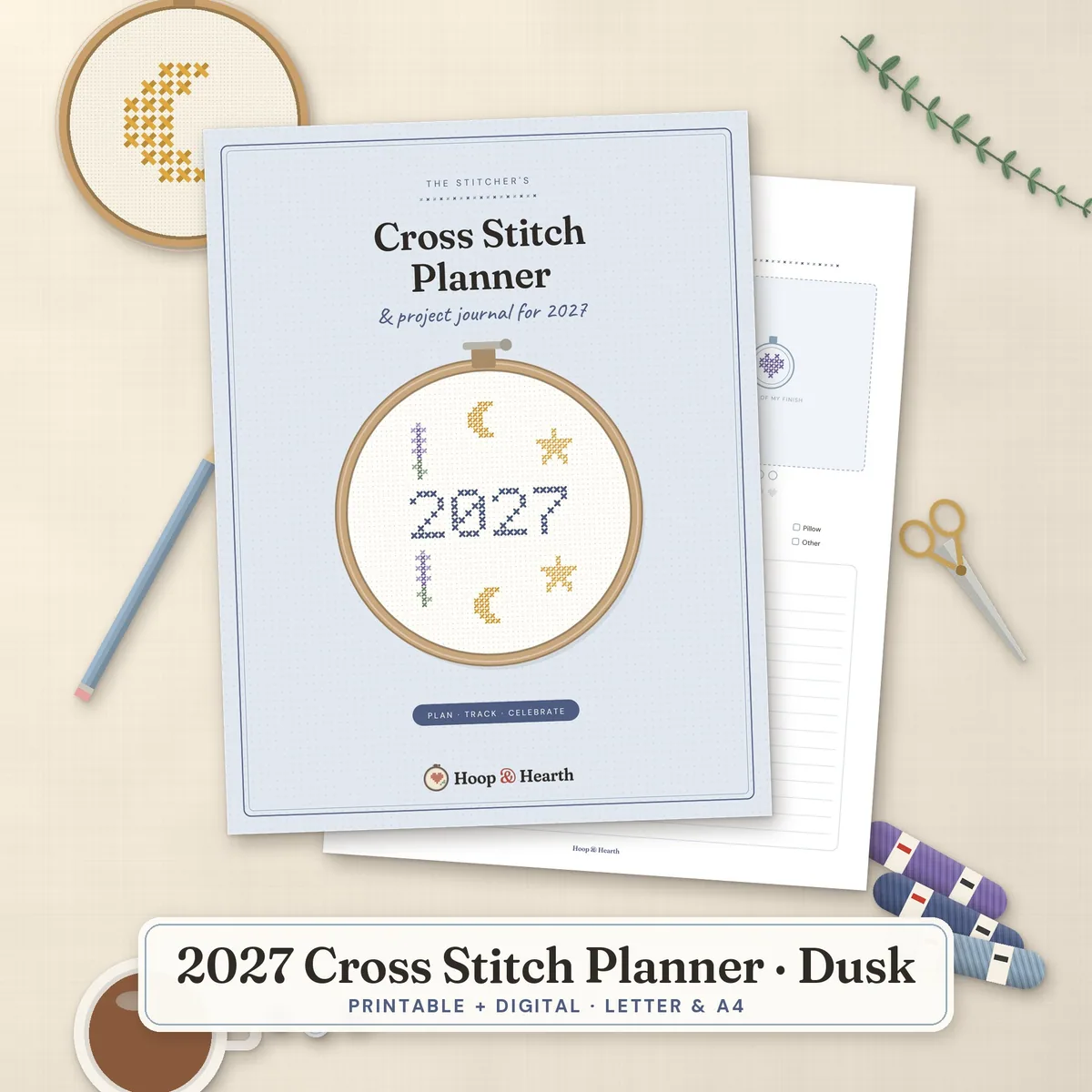 2027 Cross Stitch Planner & Journal – Dusk – cover image