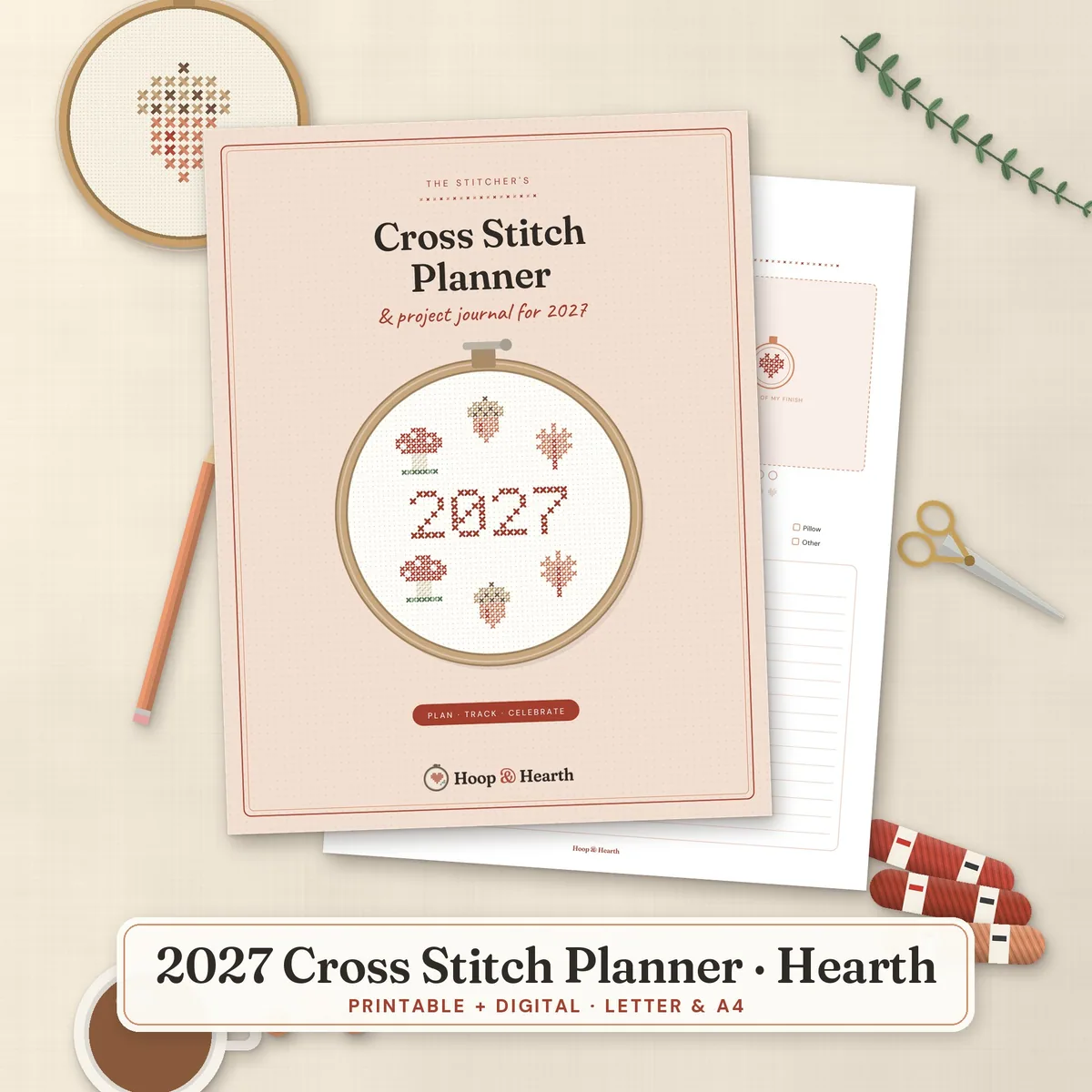 2027 Cross Stitch Planner & Journal – Hearth – cover image