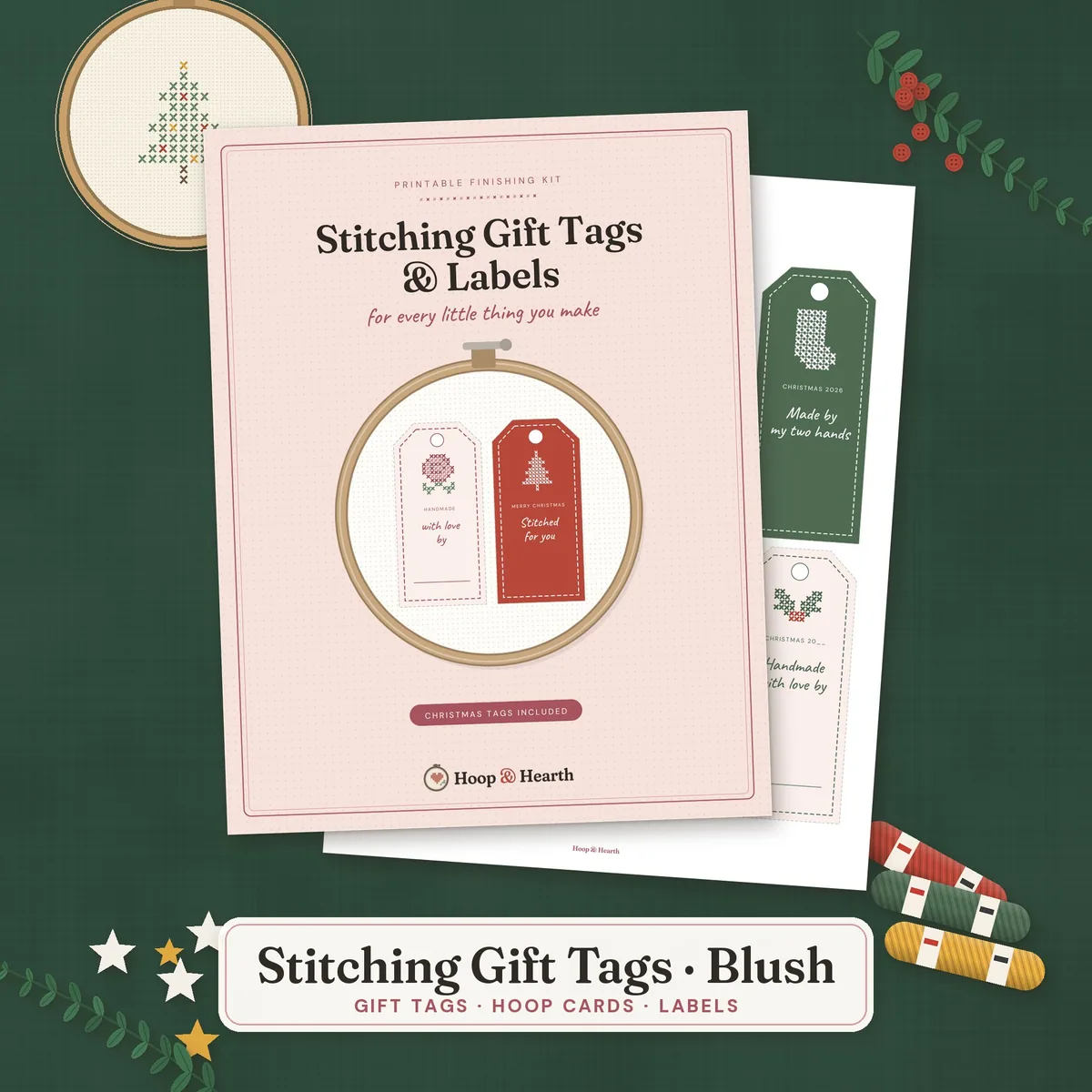 Stitching Gift Tags & Labels – Blush (Christmas Included) – cover image