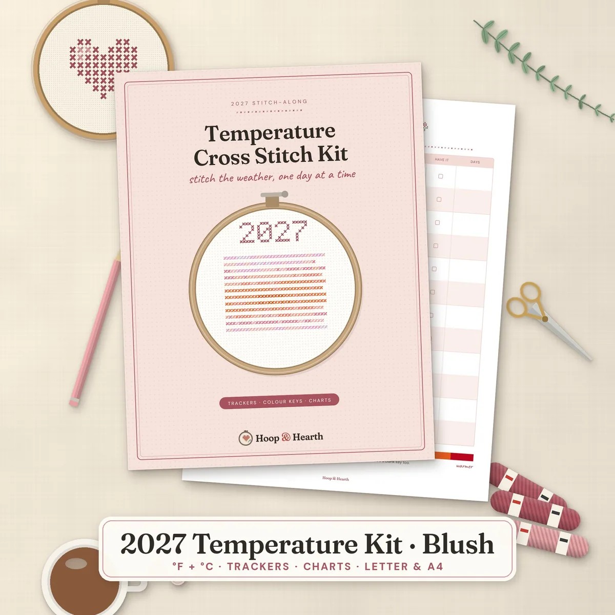 2027 Temperature Cross Stitch Kit – Blush – cover image
