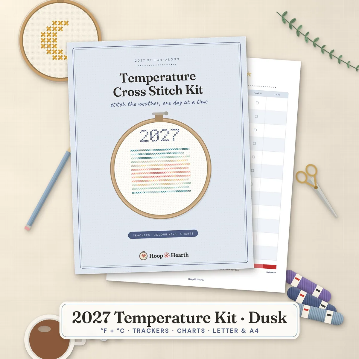 2027 Temperature Cross Stitch Kit – Dusk – cover image